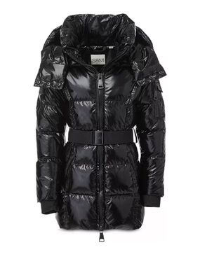 SAM. Girl's Glossy Black Quilted Puffer Coat with Hood